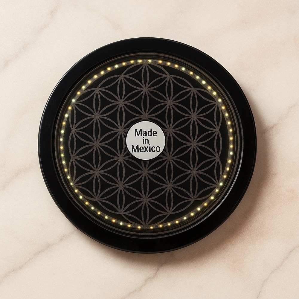 Flower Of Life Obsidian Grid Plate